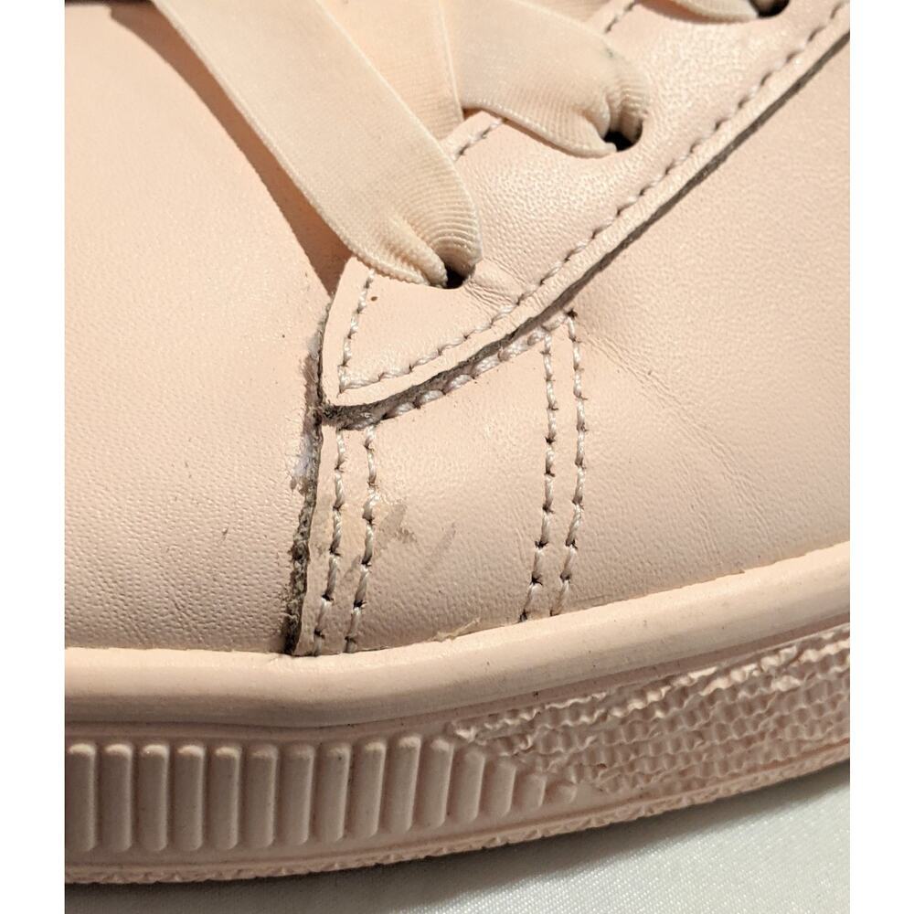 Puma Womens Basket Bow Trainers Pearl Pink Leather Size 7 Satin Bow And Trim EUC - Picture 8 of 9